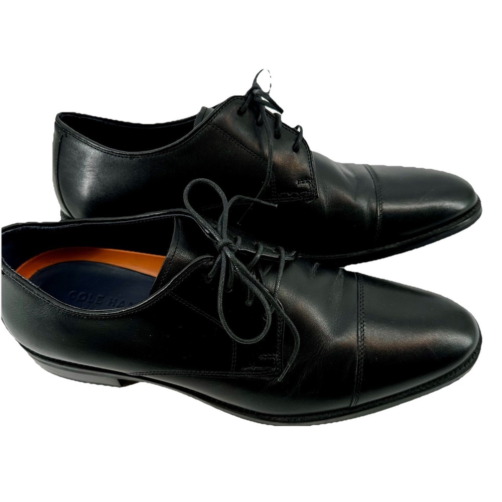Cole Haan Mens Black Leather Cap Toe Derby Dress Shoes Grand.OS Size 9.5 M - Picture 6 of 11